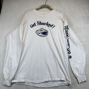 Vintage 90s Florida Get Shucked Clam T Shirt Mens XL Bunky's Raw Bar Souvenir